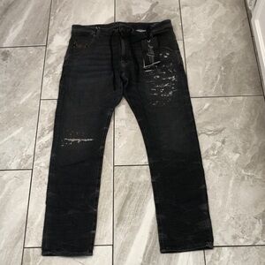 NEW -  DIESEL Krooley- Joggers Tapered Men’s Black Wash Distressed Jeans | 34/32
